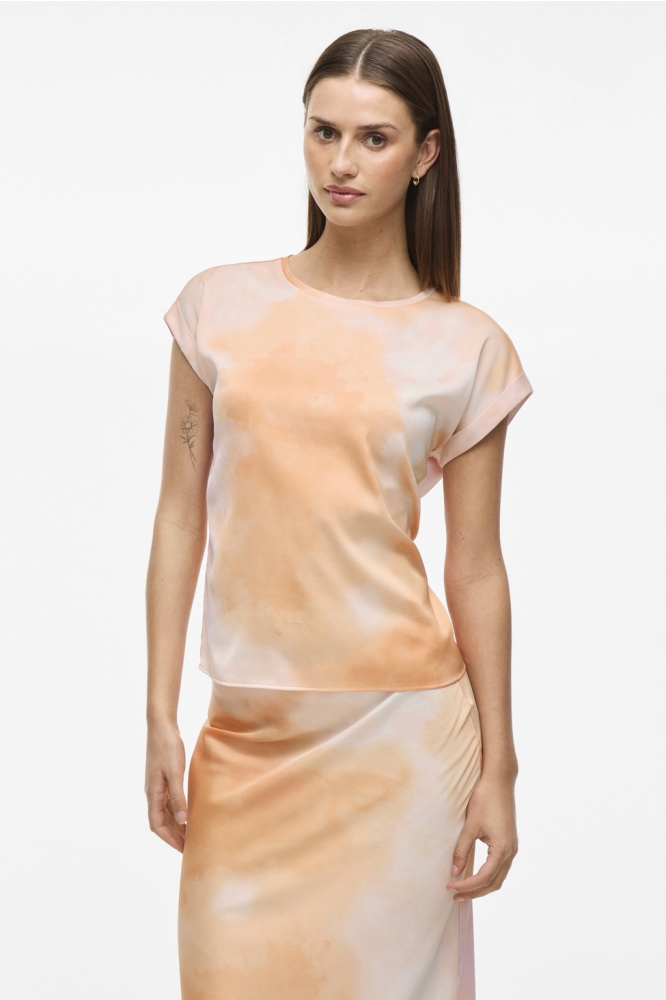 VIELLETTE S/S FULL SATIN TOP - NOOS 14109246 CADMIUM ORANGE